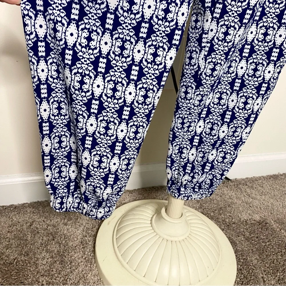 Xhilaration Dark Blue and White Print Top and Matching Pants Set